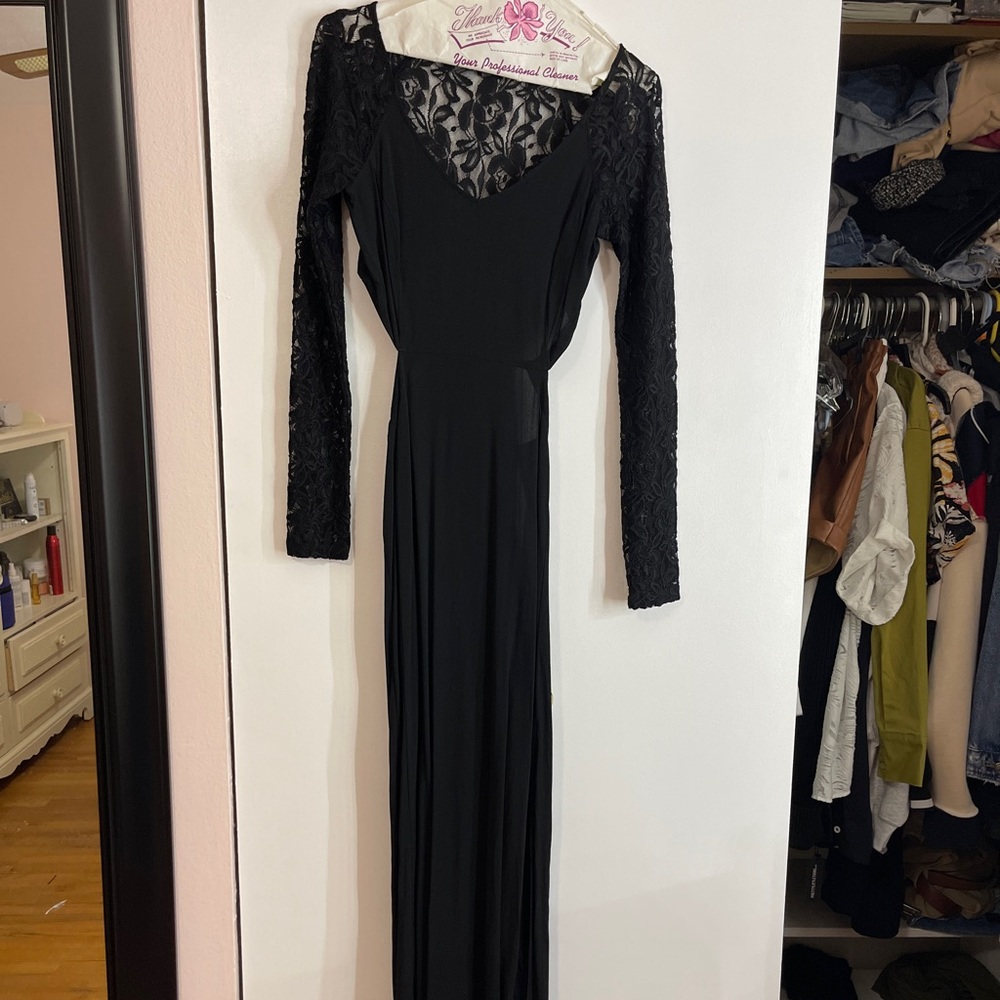 EXPRESS Black Maxi with lace and cut out sides/back XS